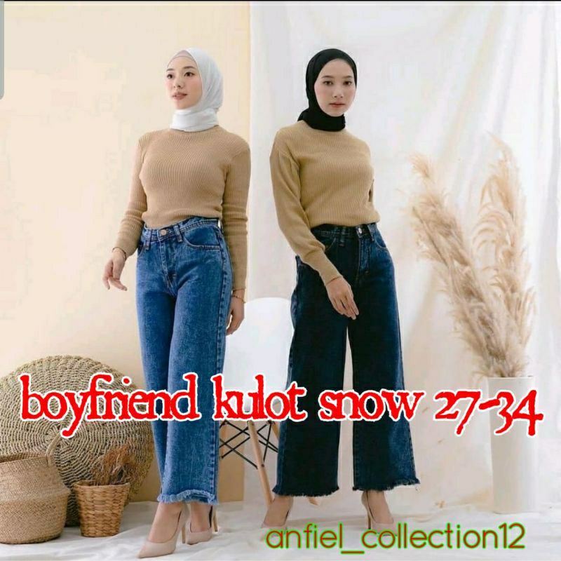 CELANA BOYFRIEND JEANS WANITA KULOT RAWIS JUMBO