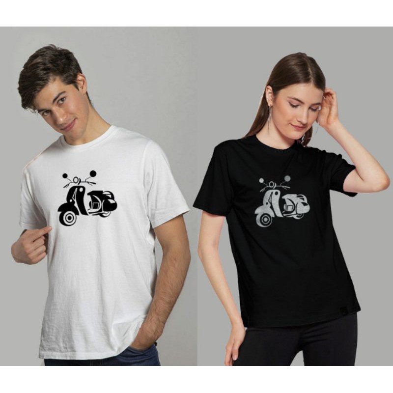 KAOS COUPLE VESPA A1 MATIC T SHIRT PRIA/WANITA CANTIK DISTRO 100% ORIGINAL