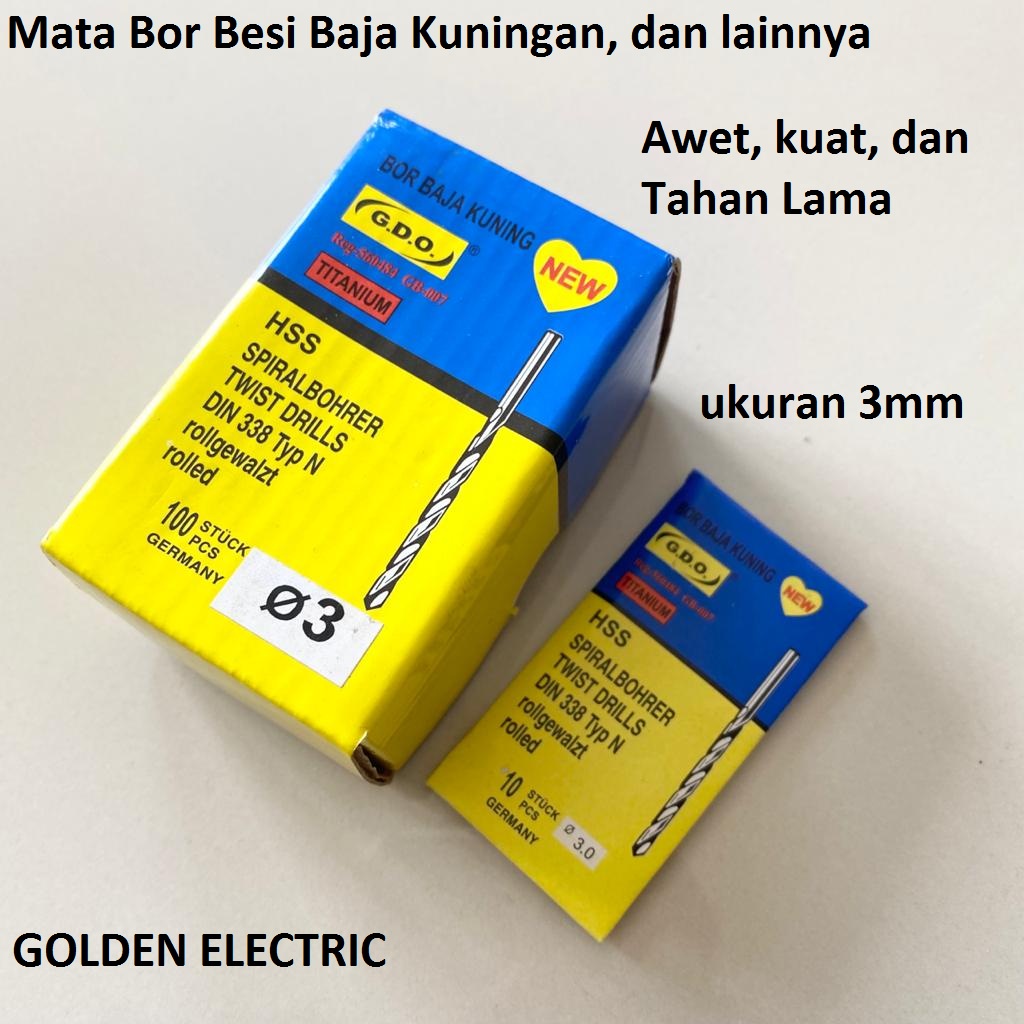 Mata Bor Besi Baja Kuningan GDO 3mm 3 mm Quality Germany Power Tools