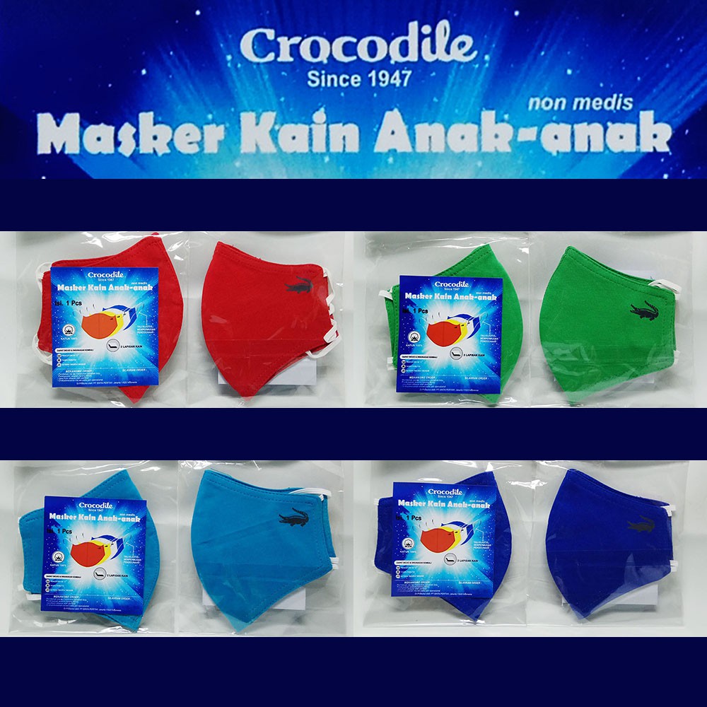 Masker Kain Anak-anak Non Medis Crocodile / Rider / Polo / Sritex Doodle - Original