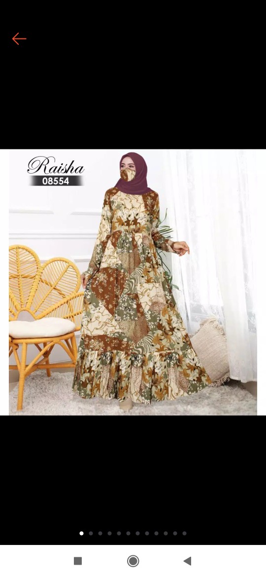 Home Dress Batik Gamis Raisha Motif Batik Bahan Rayon Viscose Premium