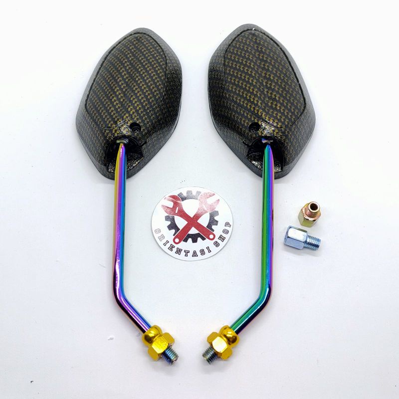 spion beat pelangi karbon rainbow tangkai panjang universal motor Honda dan Yamaha