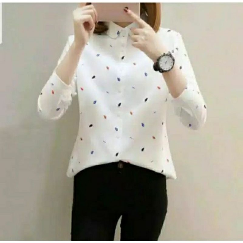 KEMEJA WANITA MOTIF DAUN