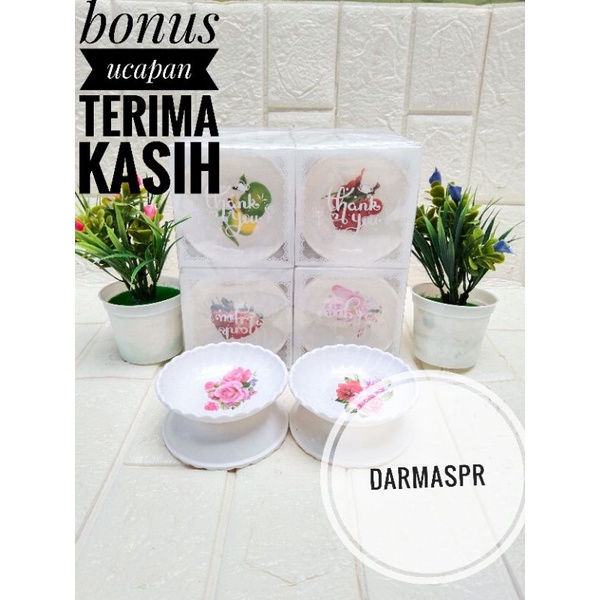 souvenir 40pcs mangkok bulat ceper gerigi kemasan mika motif