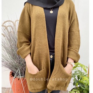 Cardigan Rajut Jumbo XXL,3XL,4XL / cardigan rajut oversize / Cardigan Wanita Big Size/ Kardigan Jumb-Brownze