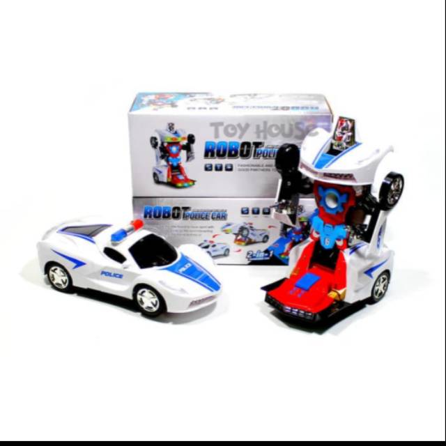 MAINAN MOBIL ROBOT TRANSFORMER POLISI POLICE CAR ROBOT 2IN1