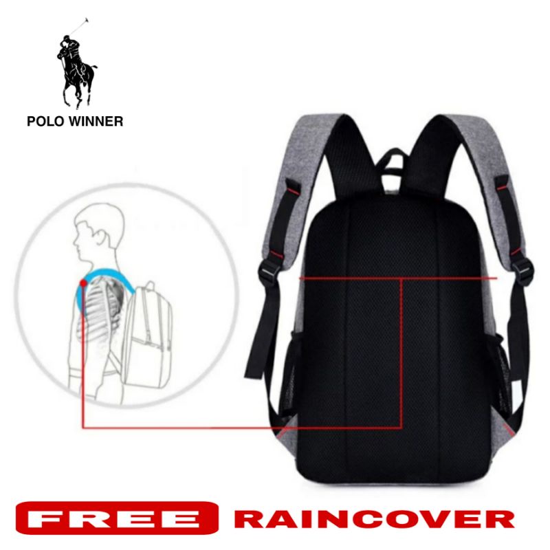 Polo Winner Tas Ransel Sekolah  Tas Punggung Pria Tas Ransel Laptop Pria  Tas Kerja Ransel Laptop 1200