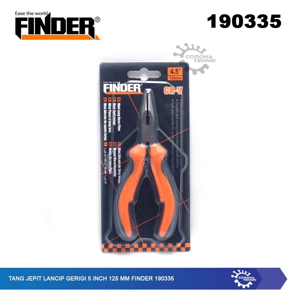 Finder 190335 - Tang Jepit Lancip Gerigi 5 Inch 125 mm