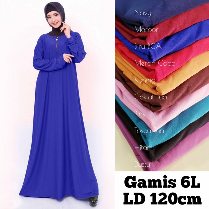 Premium-Busana Muslim-Gamis Polos Jumbo Jersey Gamis 6L 9860 - Navy