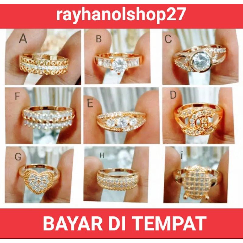 PERHIASAN WANITA CINCIN LAPIS EMAS 24 K GOLD ANTI KARAT DAN TIDAK MUDAH PUDAR MOTIF PILIHAN