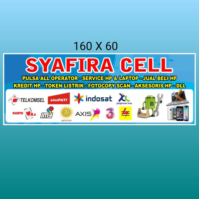 Banner spanduk konter ukuran 160 X 60 termurah