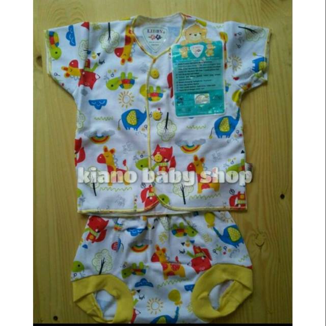 LIBBY Setelan Baju Pendek Celana Pop Bayi/Baby (3-6M)| Baju Bayi
