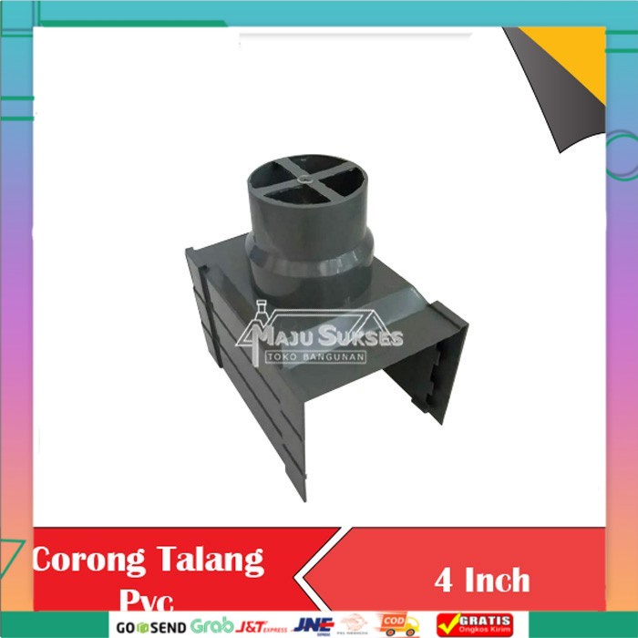 CORONG TALANG 4" KOTAK BELOKAN L TALANG PVC LUBANG PEMBUANGAN AIR KOTAK PERSEGI PIPA PVC PLASTIK Ter