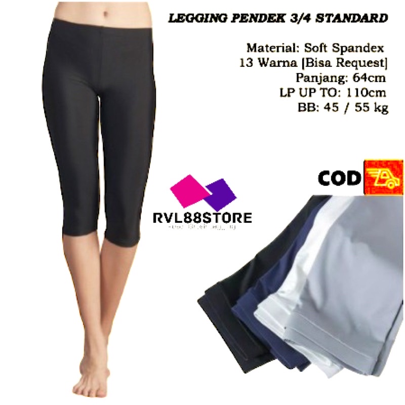 Legging pendek 3/4 Standart - Legging Spandex Licin