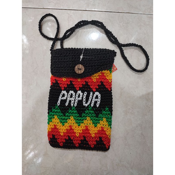 Tas Noken Papua Rajutan Rasta Selempang HP Termurah Bisa COD