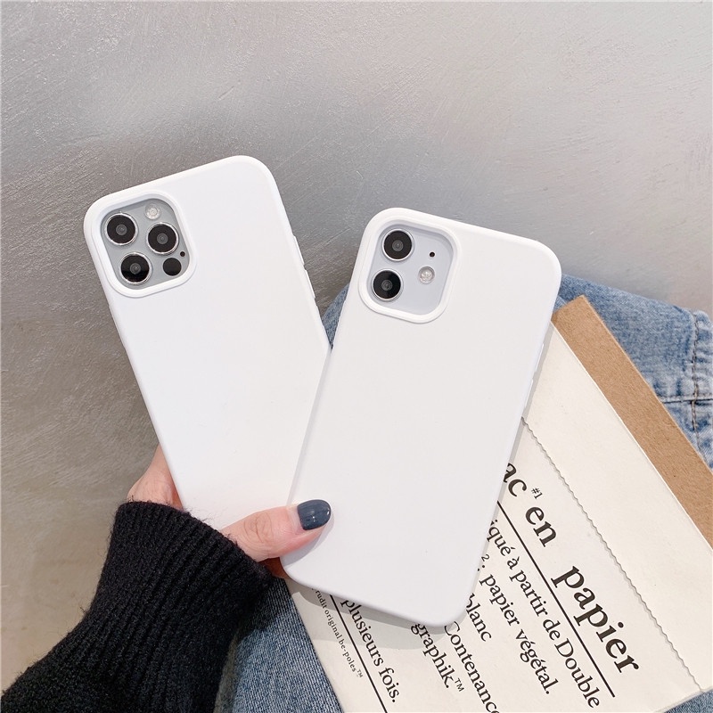 Soft Case Silikon Warna Putih Untuk iPhone 11 12 13 14 Pro Max X XR XS Max 6 6S 7 8 Plus