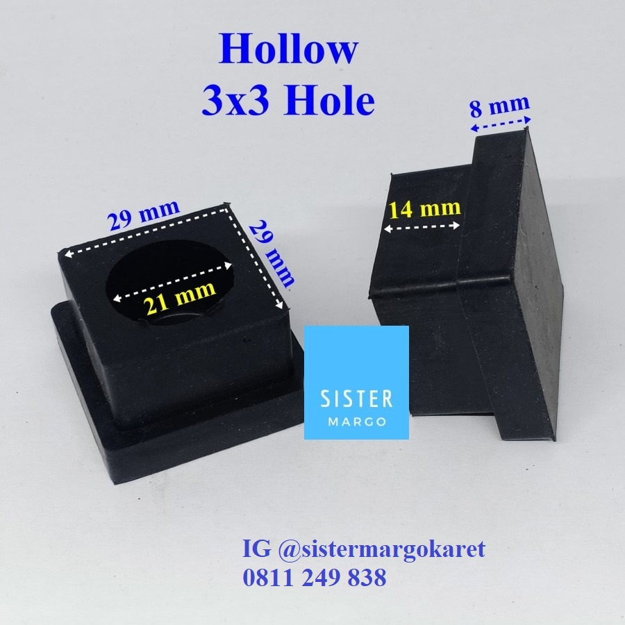 Karet Kaki Kursi Meja Besi Hollow Holo 3x3 Hole - 6 PCS