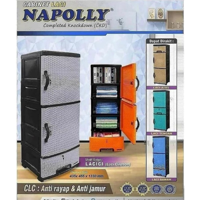 [Tokobymamak] lemari Napolly murah kabinet rotan motif rotan laci cirebon