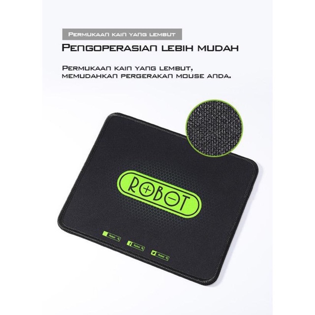 Mousepad Anti Slip ROBOT MP01 RP01 Polos Hitam Murah Rubber Original - Garnsi Resmi 1 Tahun