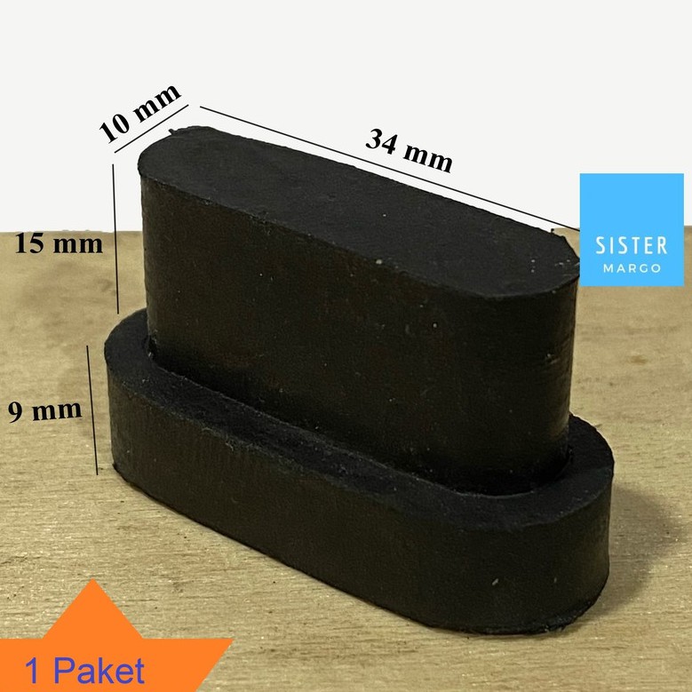 Karet Kaki Kursi Meja Besi Oval Lonjong 35x10 Padat Hitam Bagus - 5PCS