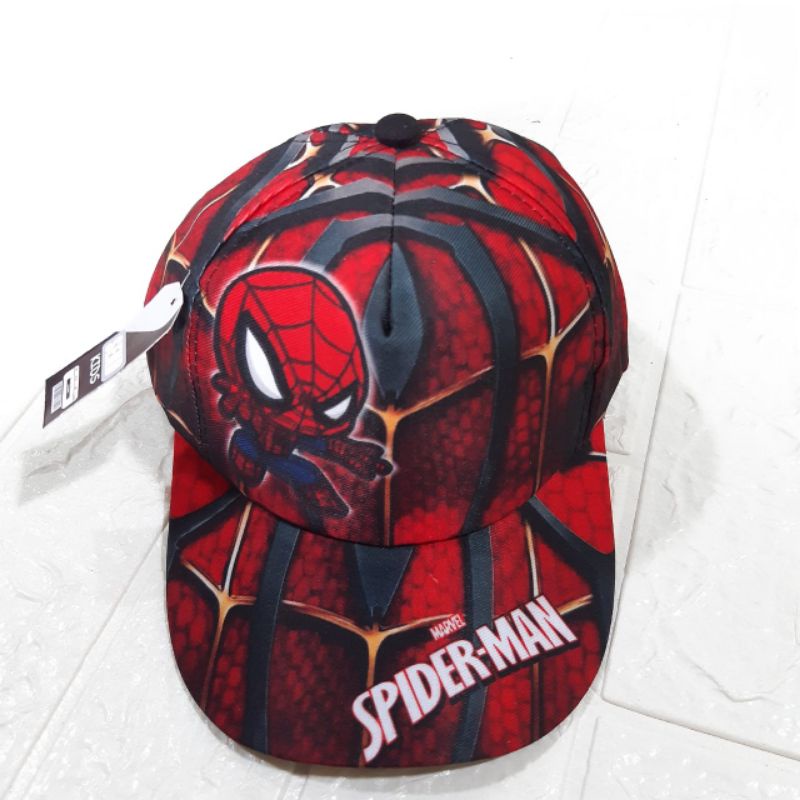 topi anak PREMIUM usia 1 2 3 4 tahun karakter superhero superman captain america kuda pony frozen-Spiderman A
