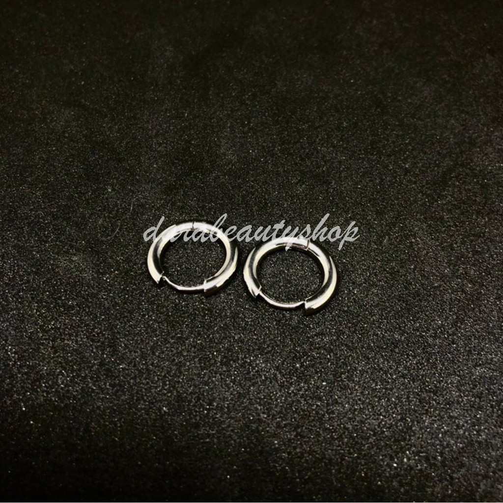 [COD] 1 Pcs Anting Tindik Pria Titanium Model Bulat/Ring Ala Kpop Korean Style Silver