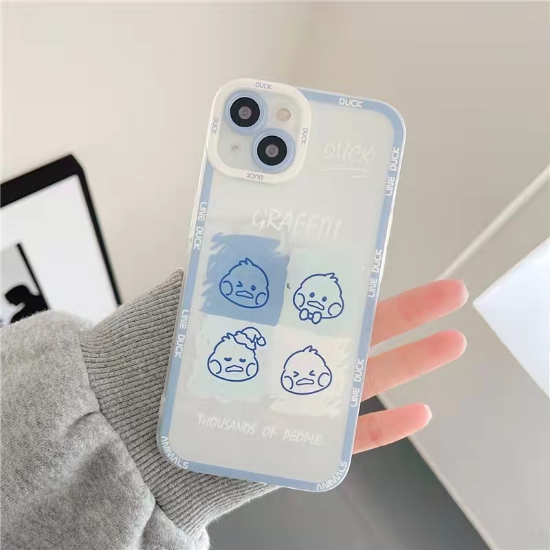 Case Tpu Transparan Motif Kartun Bebek Untuk iPhone 13 13pro 13prm 11 7Plus 8Plus Xr XS 13 12pro Max