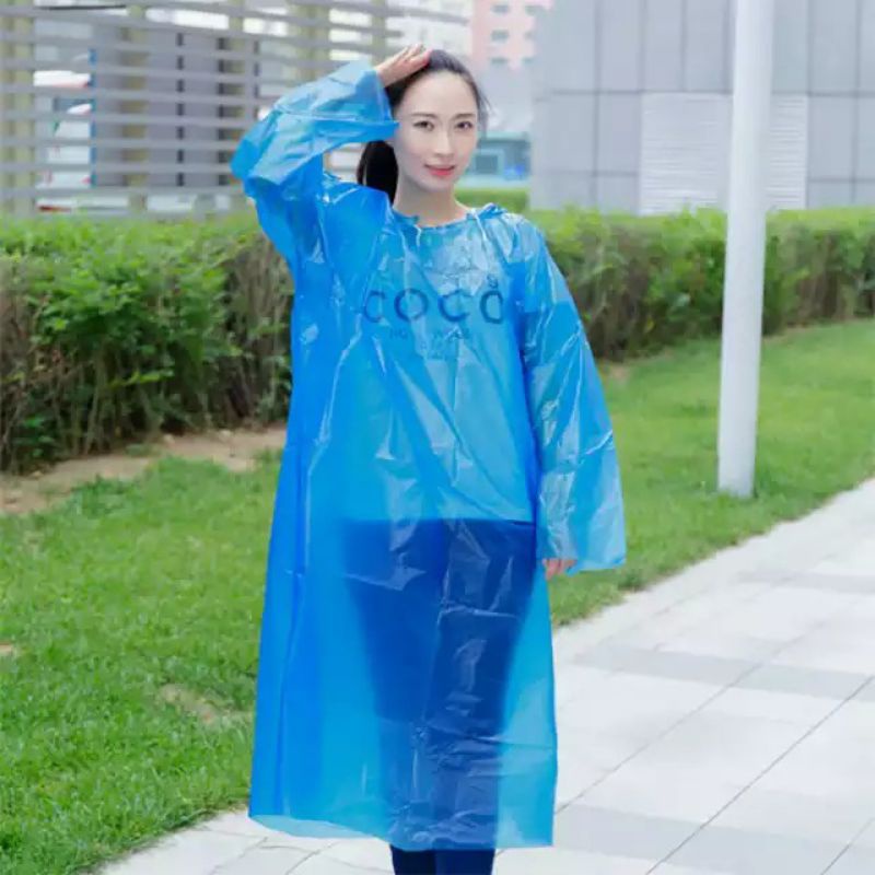 Jas Hujan Poncho Plastik LDPE HDPE Raincoat Mantel Hujan Plastik Ponco Lengan Panjang Tebal