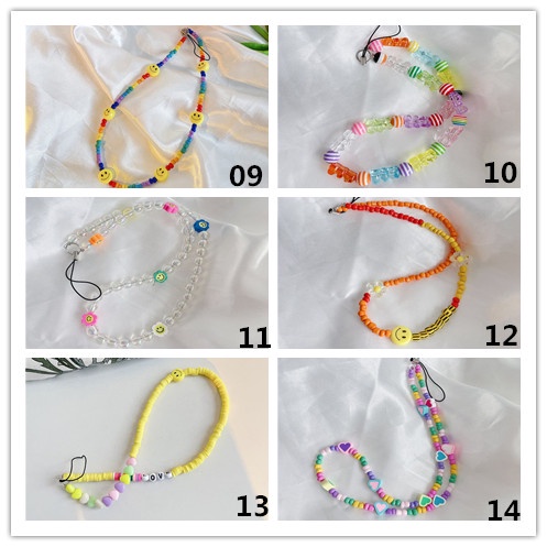 Tali lanyard Manik-Manik Warna-Warni Motif Kartun Gaya Bohemian Untuk Handphone