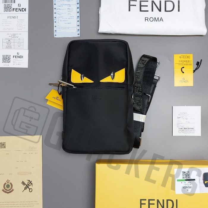 TAS FENDI SLING BAG SELEMPANG COWOK IMPORT MIRROR YELLOW BUGS EYES 8720