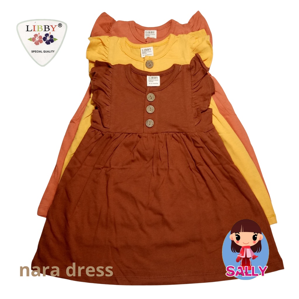 Libby - 1 Baju Bayi Perempuan Nara Dress Rok Terusan Baby Girl 6-12 Bulan Lucu Murah