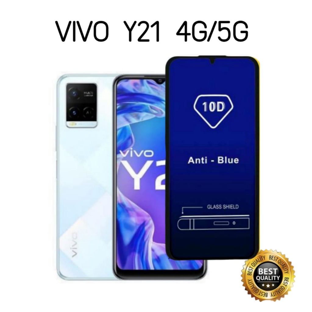 PROMO 2IN1 TEMPERED GLASS BLUE VIVO Y21 Y21A Y21S Y33s Y21T Tg ANTI GORES KACA FULL LAYAR