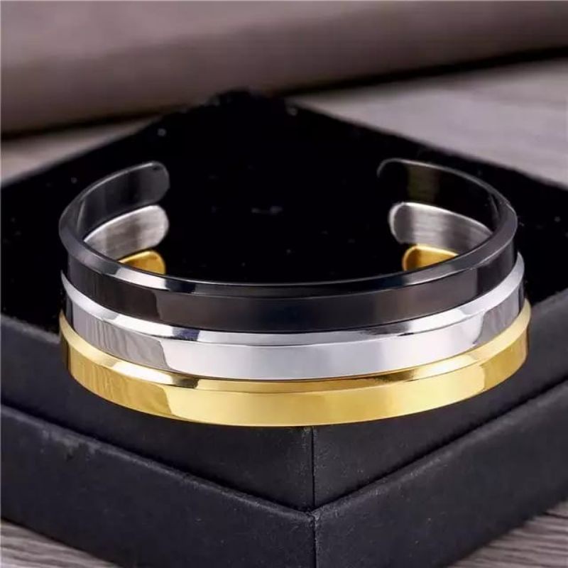 Gelang Bangle Titanium Pria dan Wanita Titanium Model Simple Polos