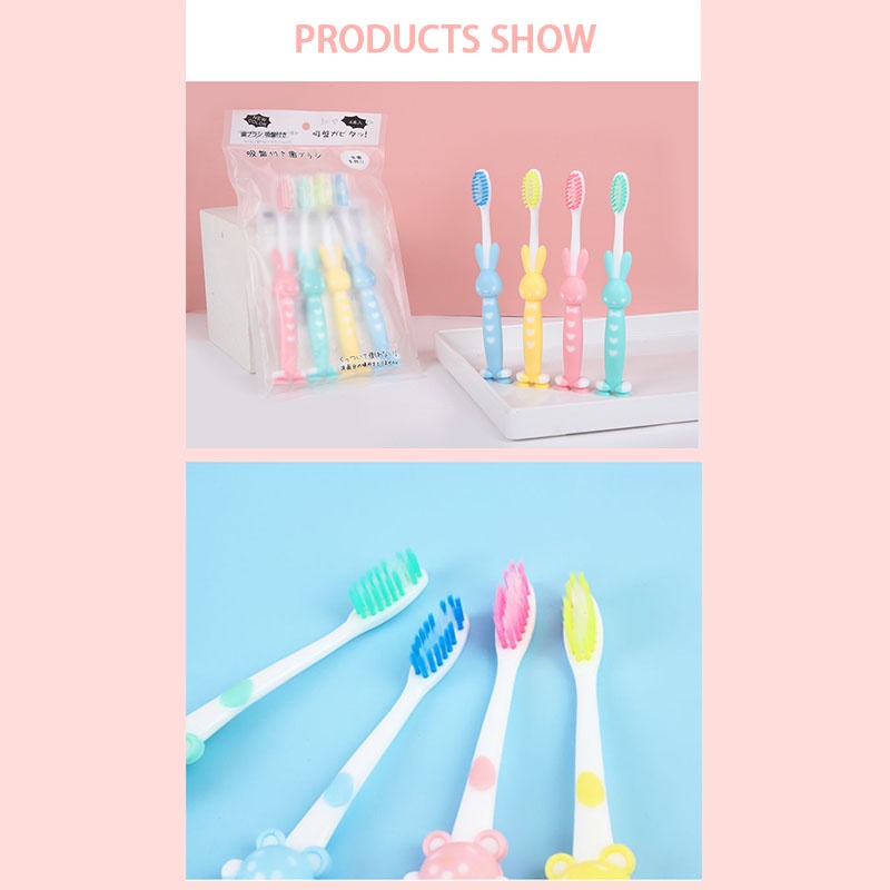 4 Pcs Sikat Gigi Anak Lucu Multiwarna Laki-Laki &amp; Perempuan/sikat Gigi Kids Brush Lembut totall