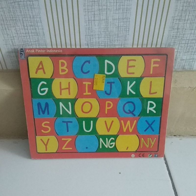 puzzle kayu alfabet alat peraga edukatif anak