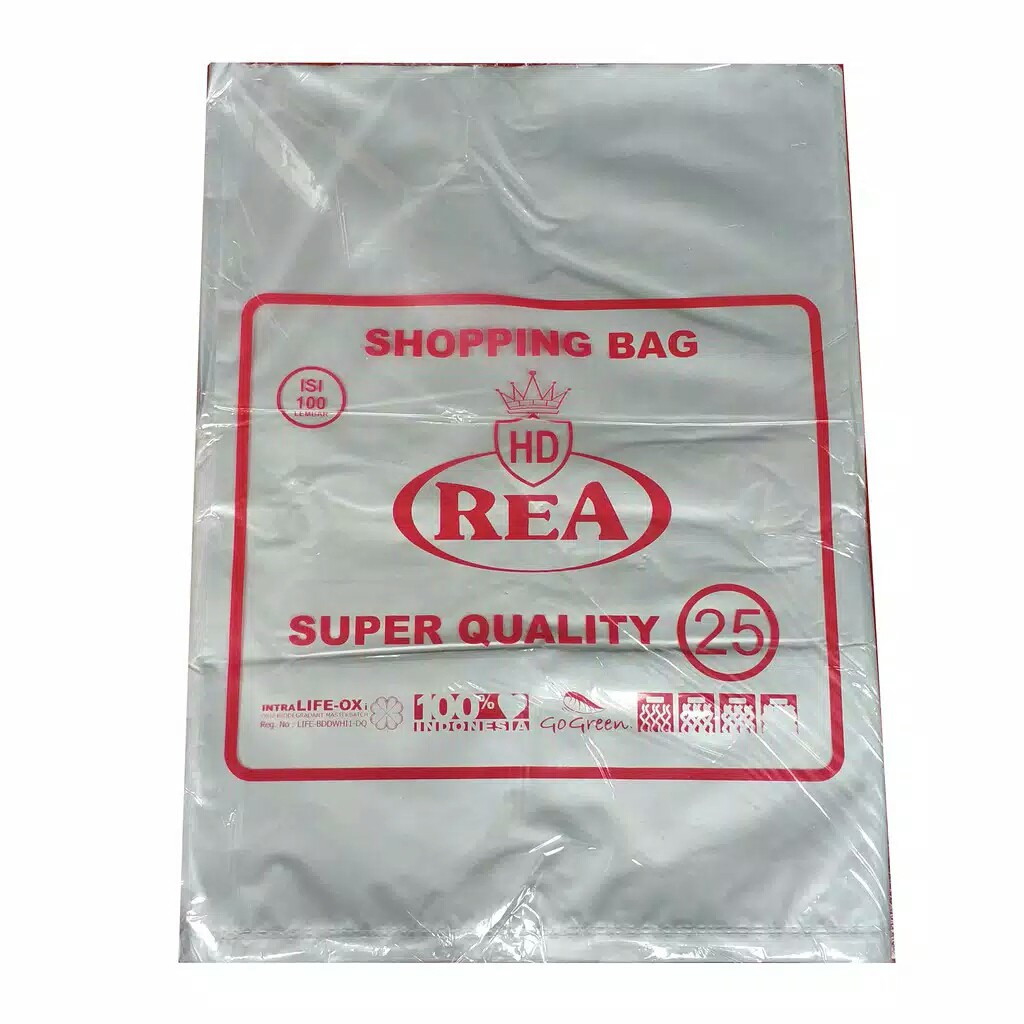 Kantong Plastik HD REA Plastik Packing Online Shop Tanpa Plong 25x35cm isi 100 Lembar Warna Silver