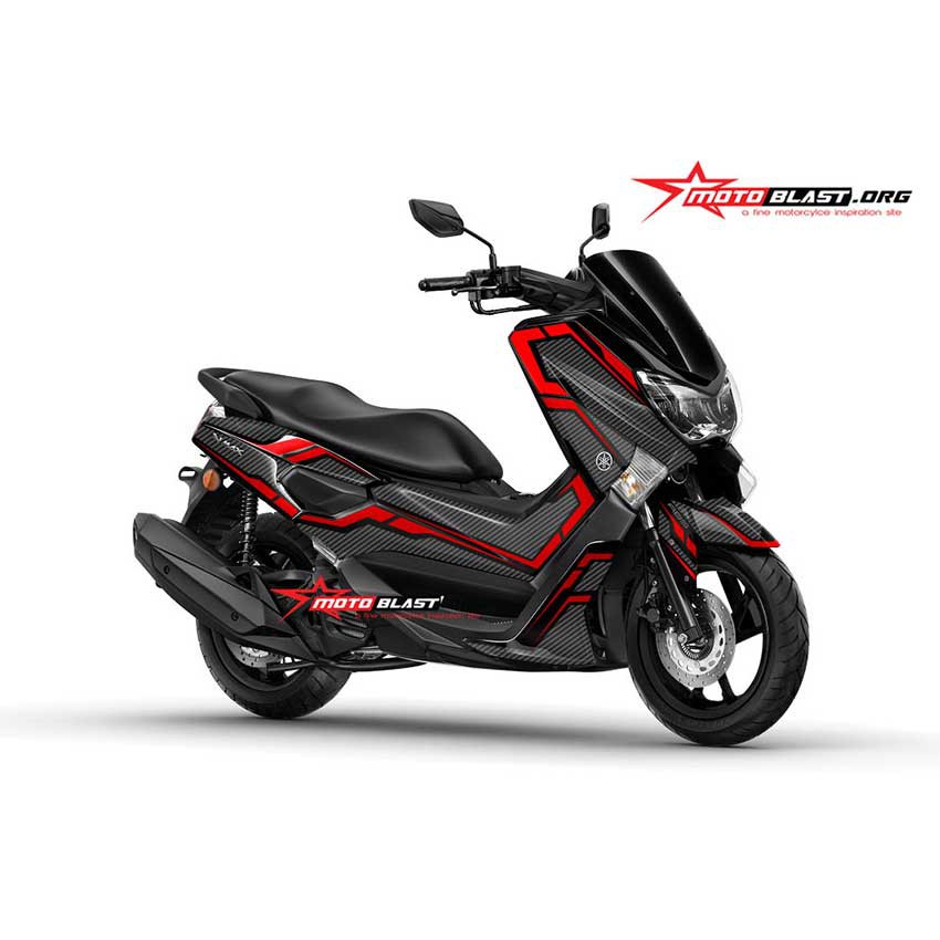 Stiker Motor Yamaha NMAX Black Red Motif Carbon Full Body Motoblast