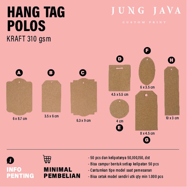 

Jung Java Hang Tag Label Baju / Pakaian / Fashion Kraft 275 Gsm
