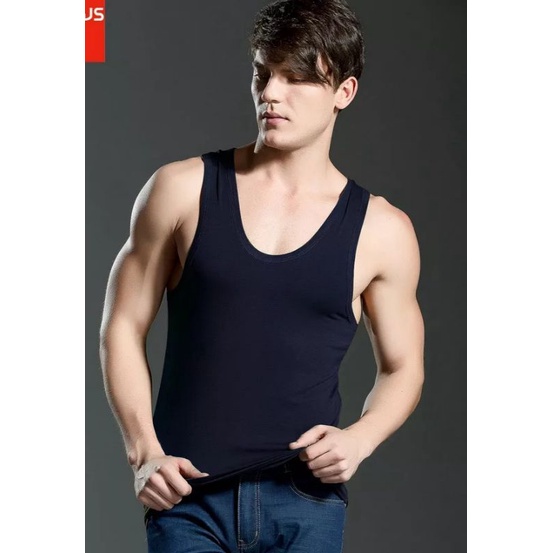 Hokyshop92 Tanktop Kaos Singlet Pria Dewasa Polosan Katun Bambu COD