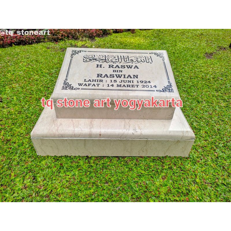 [GARANSI PECAH GANTI BARU ] NISAN MAKAM SET BATU MARMER PREMIUM MINIMALIS UK 30X40 Free Packing Kayu