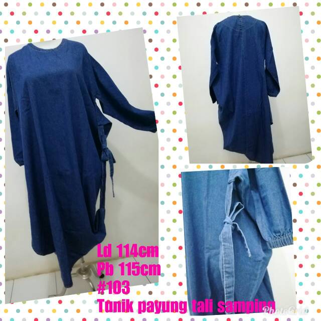 Tunik jeans tali samping