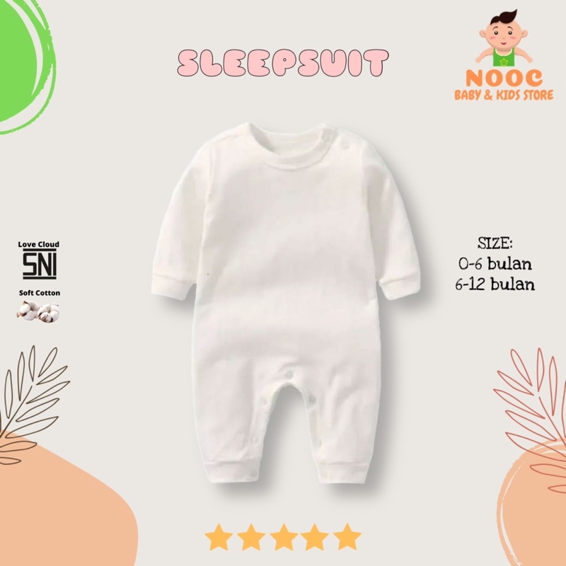 Jumper bayi lengan panjang POLOS sleepsuit bayi Laki laki Perempuan / Baju bayi lengan panjang Fashion