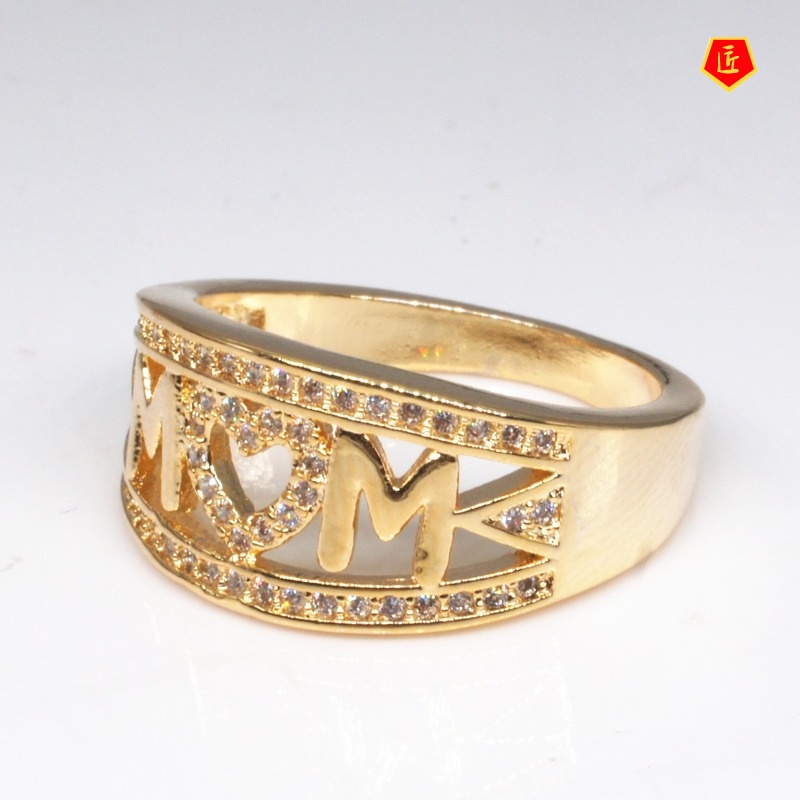 [Ready Stock]18K Platinum Diamond Mom Heart-Shaped Ring