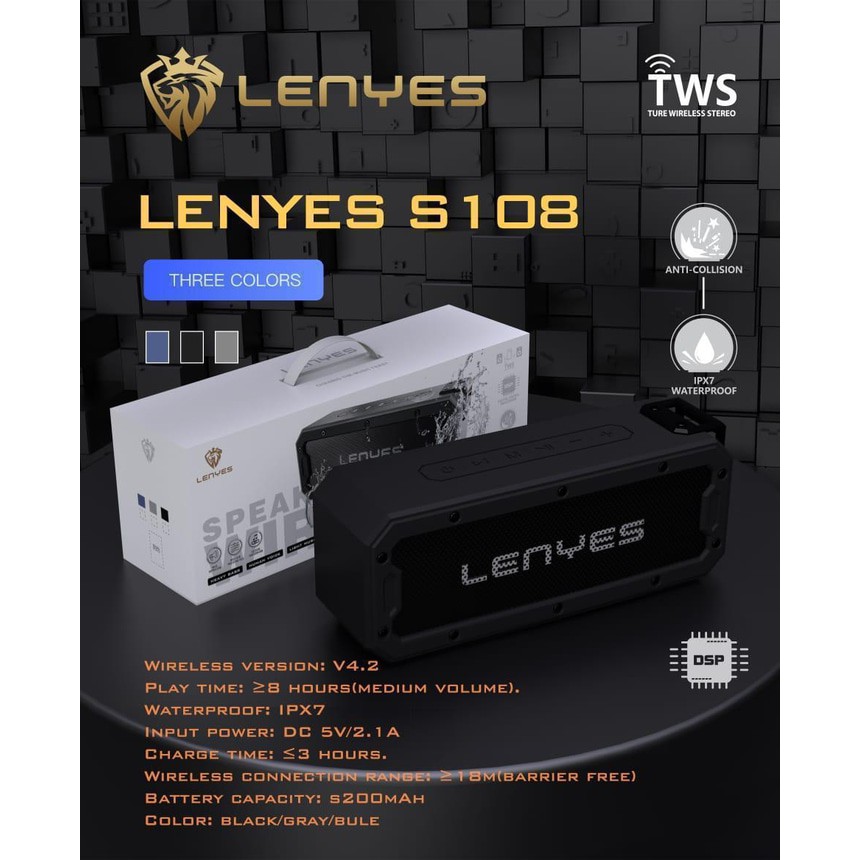 Speaker Bluetooth Lenyes TWS S108 Waterproof