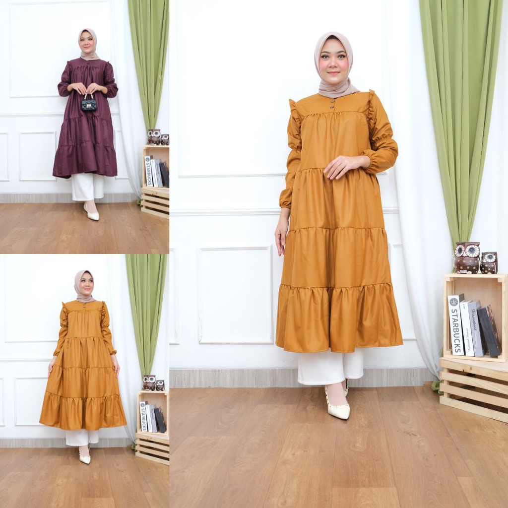 LIVI MIDI DRESS KONDANGAN GAMIS TERBARU REMAJA DEWASA BAJU WANITA HAMIL GBM