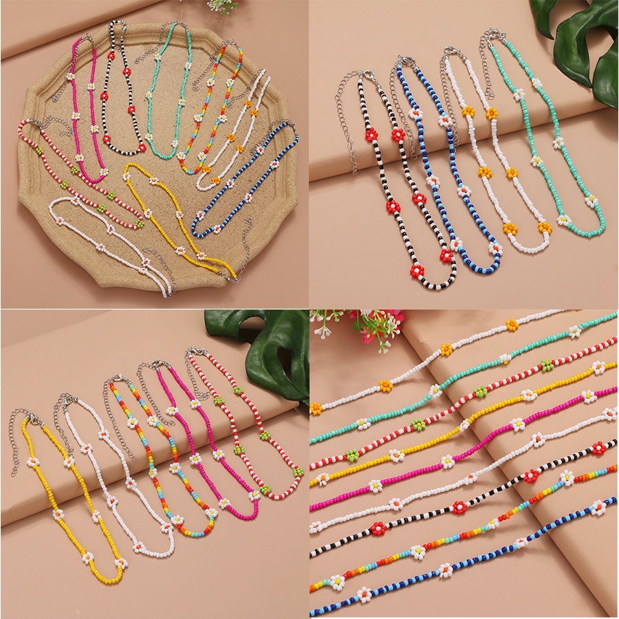 Y2k Kalung Choker Wanita Desain Manikmanik Warna Warni Gaya Bohemian Handmade Untuk Pantaipestahadiah