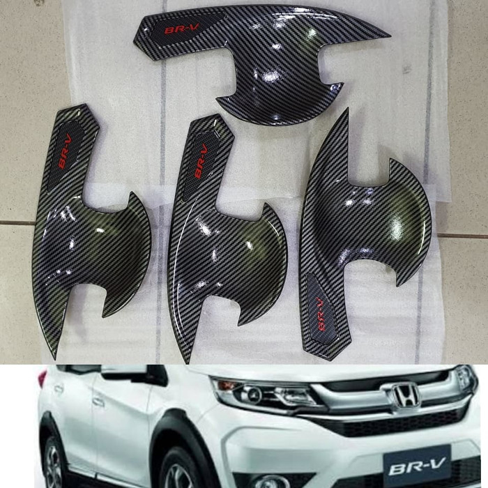 cover outer mangkok handle MOBIL Honda BRV BR-V 2015 2016 2017 2018 2019 2020 2021 MOTIF WARNA CARBON hitam dof tempel new 2022