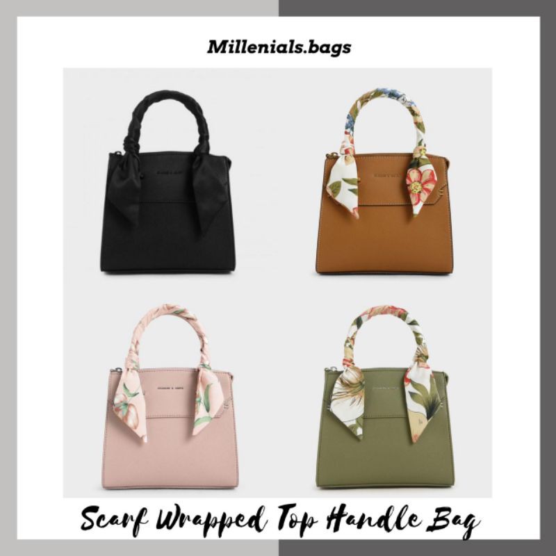 Cnk scarf wrapped top handle bag