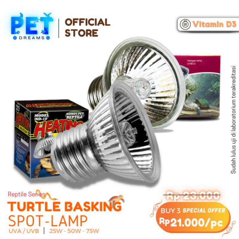 LAMPU UVA UVB HALOGEN 25W 50W 75W PENGHANGAT REPTILE REPTIL TORTO SULCATA NOMOY KECIL ND-10