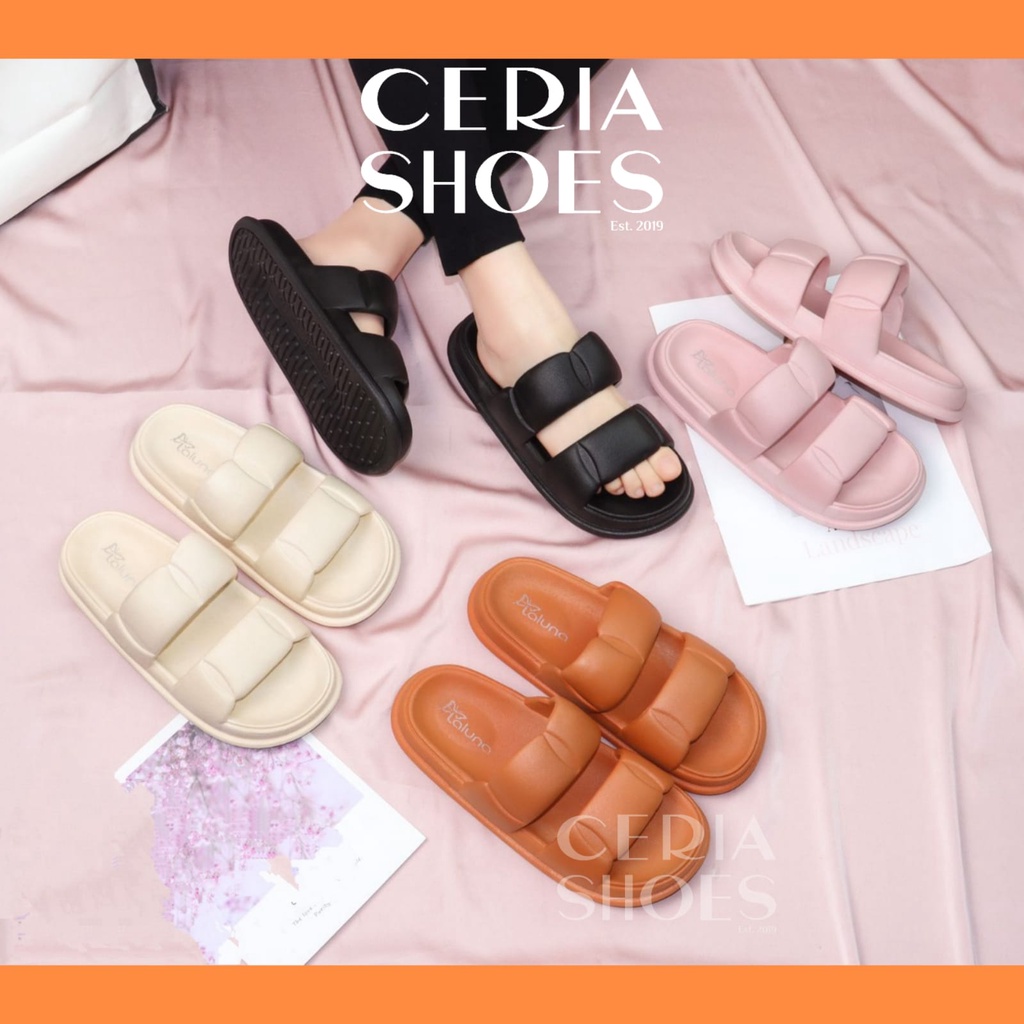 MlNlSO Sandal Slop Wanita Jelly PVC Korean Strap Bahan Karet Empuk Elastis Import Anti Slip Sol Sendal Slop Perempuan